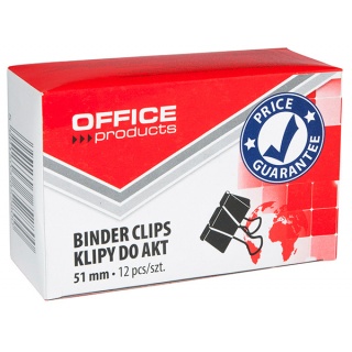 Затискачі для паперів OFFICE PRODUCTS, 51 мм., 12 шт. в пачці. чорні